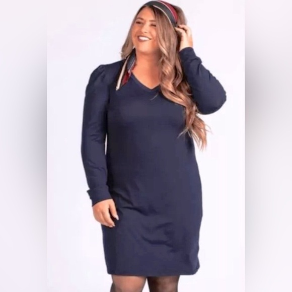 LulaRoe Navy Mutton Sleeve Dress Size XL - Picture 2 of 3